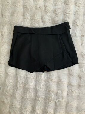 Zara Black Wrap-Front Skort Shorts